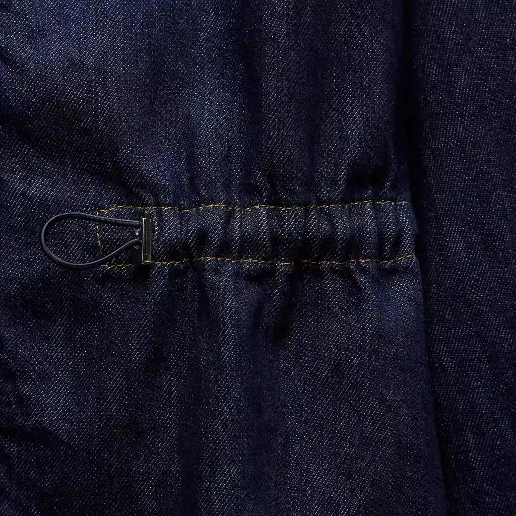 

Faionable Cotton Denim irt Jaet Женская свободная посадка Длинная све на пуговицах Чистый цвет Регулируемая талия Осень Зима Новинка A...