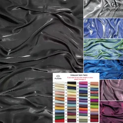 Black Iridescent Satin Fabric,Soft and Smooth Well Drap Fabric,Shirt Doll Clothes DIY Dress Fabric Material Decorations