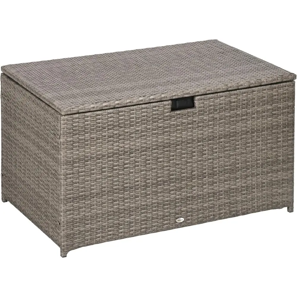 

Ящик для хранения на открытом воздухе из ротанга, водонепроницаемый контейнер для внутреннего использования, подушки для мебели для патио, принадлежности для бассейна, садовые инструменты, серый