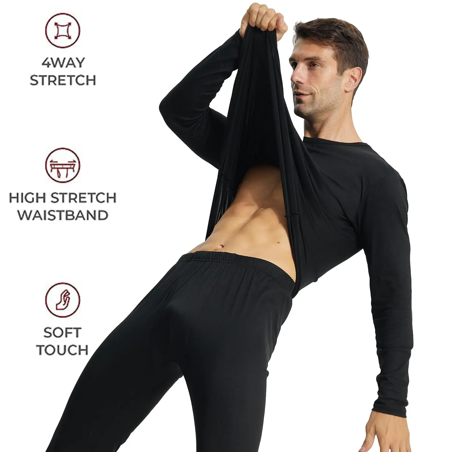 2 Pack Thermal Shirts for Men Crewneck Long Sleeve Thermal Undershirt Men Base Layer Cold Weather Thermals