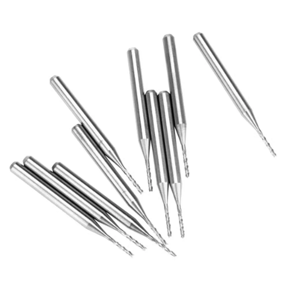 

10pcs 1.0Mm Alloy End Mill Tungsten Steel Blade 8Mm Cutting Length For Pcb Drilling Aluminum Fiberglass Wood Plastic Carbide