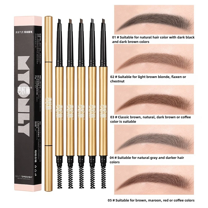 Crayon à sourcils automatique, Micro précision, étanche, anti-taches, tenue toute la journée avec brosse à bobine, traits de cheveux naturels pour débutants