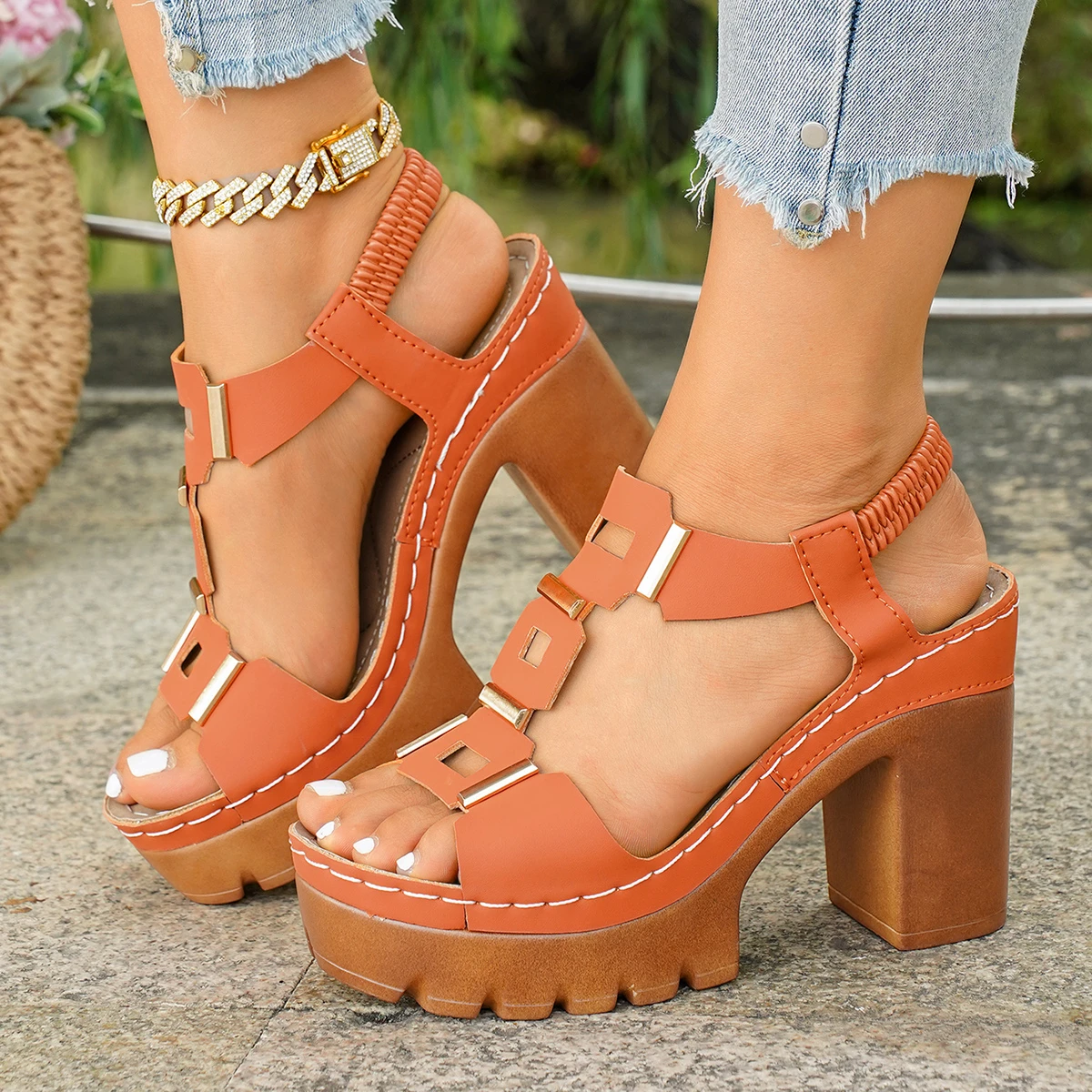 Damen High Heels Slip-on Sandalen Sommer Lässige Bequeme Schuhe Elegante Niedrige Plateau-Sandalen Sandalias De Mujer – Detail 13