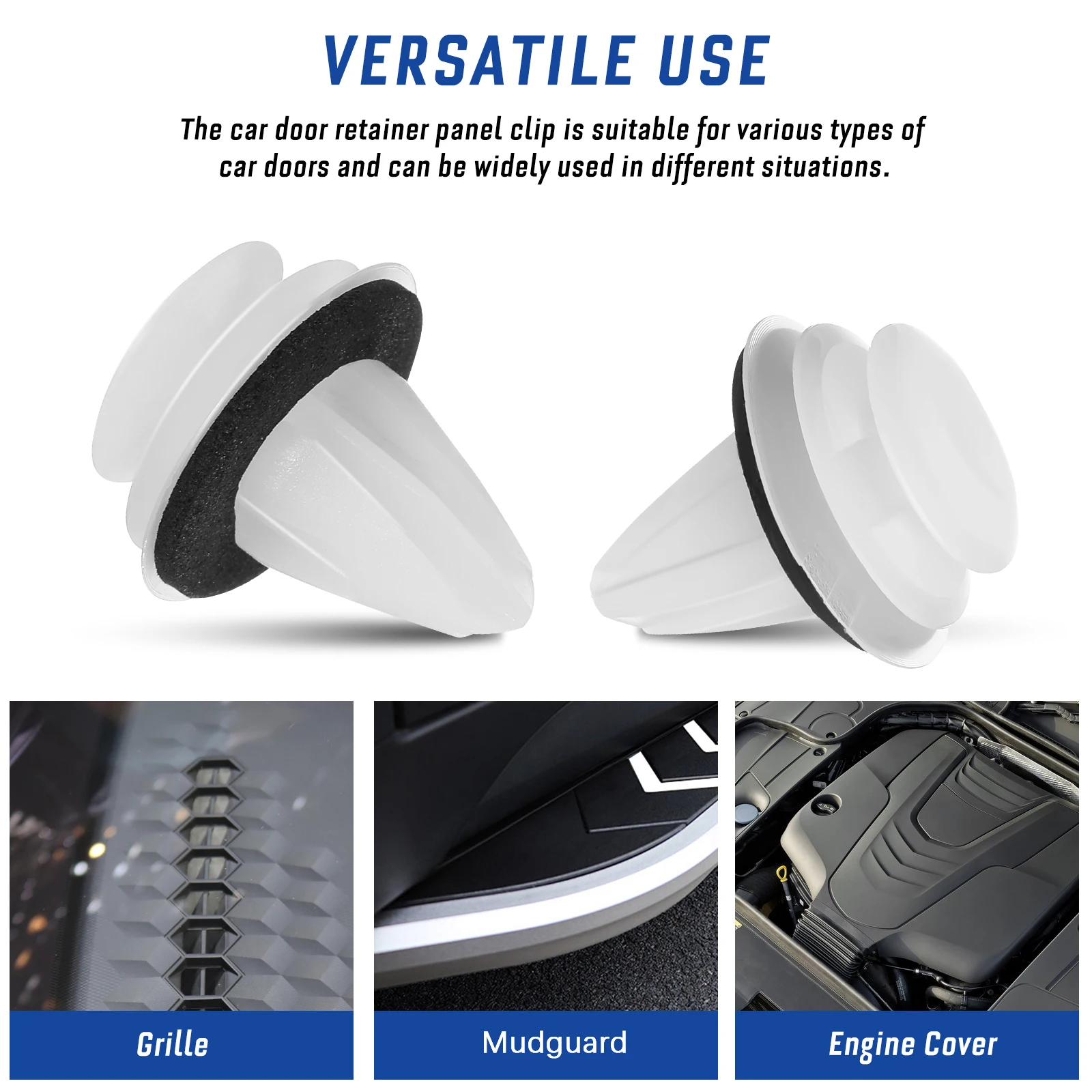 

100 Pcs Solid Design Door Panel Clips White Car Retainer Fastener Trim Accessories For Installation Replacement