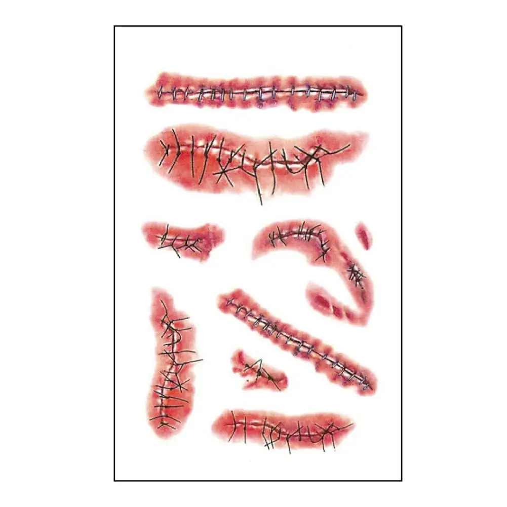 НОВАЯ наклейка для татуировки шрамов на Хэллоуин для женщин и мужчин, наклейка для татуировки на руку, боди-арт, водонепроницаемая, имитация раны, царапины, Par X3I4