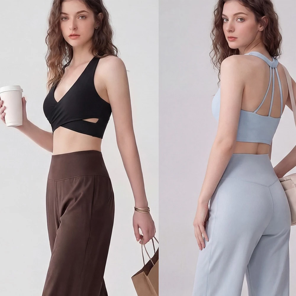 Soutien-gorge de sport pour femme à dos croisé, anti-choc, respirant, pour la gym, l'entraînement, le fitness, effet push-up, vêtement de sport actif pour la course à pied