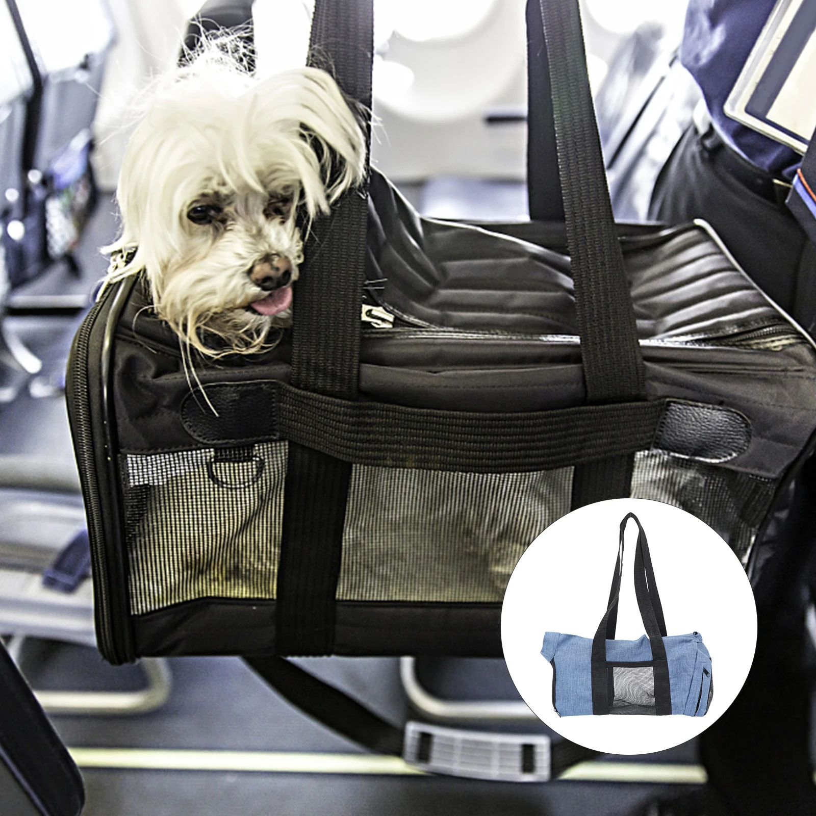 

Pet Carrier Adjustable Polyester Dog Cat Travel Grooming Portable Puppy Hamster Ventilated Mesh Design Comfortable Space