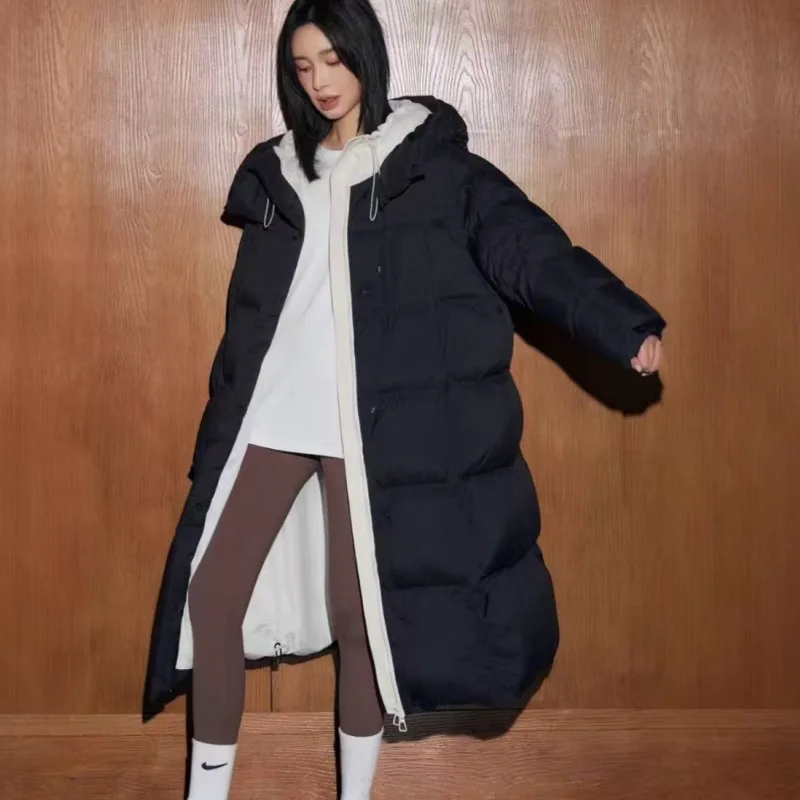 

Women's Winter New Arrivals Hooded Below the Knee Long Fashionable Warm Thickened Cotton Coat Casual Loose Fit Cotton Jacket