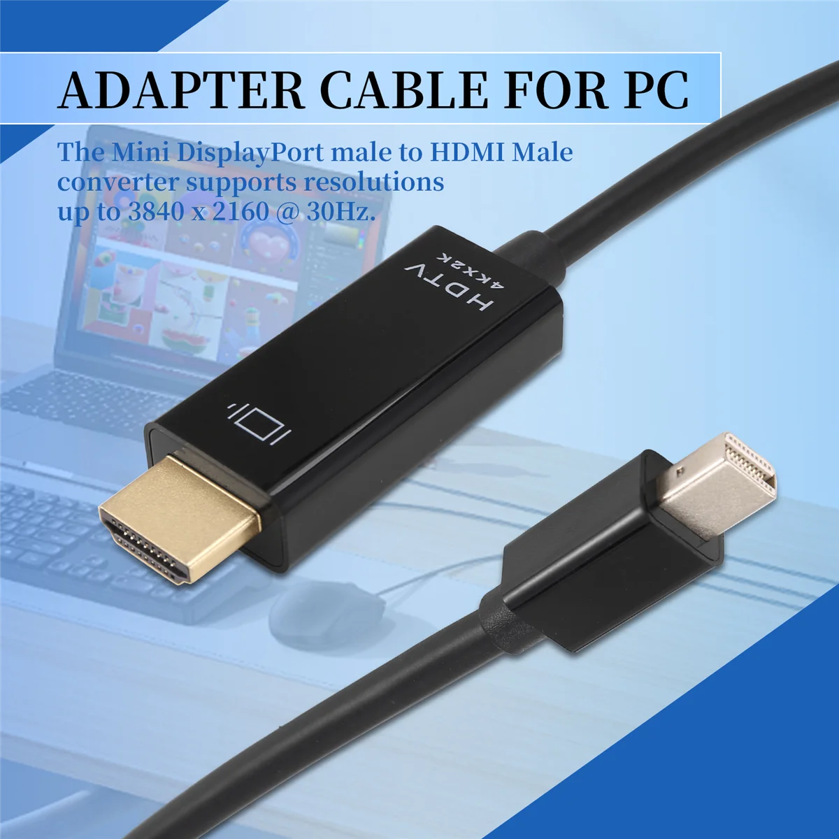 Fashion Mini DisplayPort to HDMI Cable 4K Mini DP to HDMI 6 Feet Cable for MacBook Air/Pro, Surface Pro/Dock, Monitor, Projector