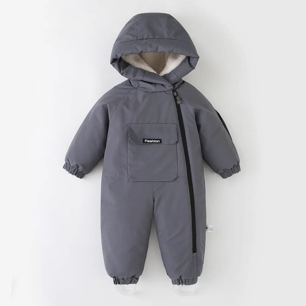 2-5 Jahre Kinder Kapuzen- und Plüsch-Ski-Overall, Winter-Outdoor-Schneekleidung für Kinder – Detail 9