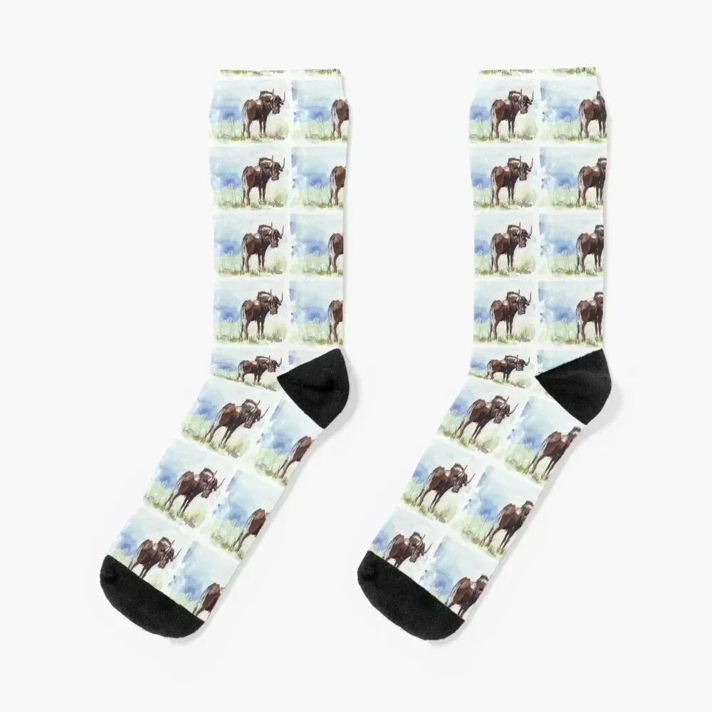 

Black Wildebeest (Connochaetes gnou) Socks custom sports gift warm winter Men Socks Women's