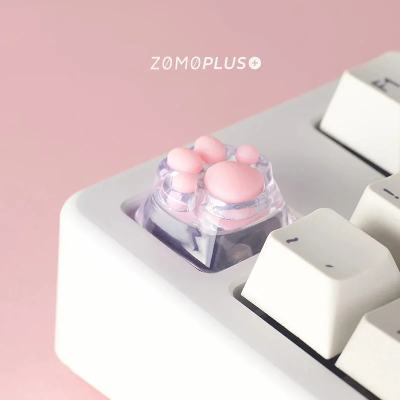 ZOMOPLUS Resin 3D Plus Print Cat Paw Keycaps OEM Profile Mechanical Keyboard Backlight RGB Customized Tiffany Mx Switch Keycaps