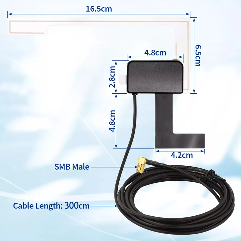 Universal Car 3M DAB FM Antenna Glass Mount Window Active Radio Adapter Aerial