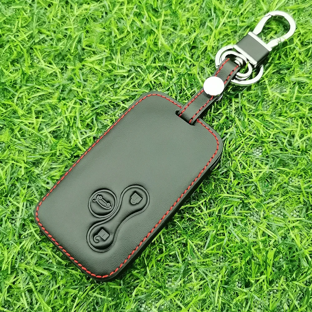 2024 Leather Remote Car Key Case Cover Shell Keyring for Renault Clio Logan Megane 2 3 Scenic Koleos 2 Region Keychain Holder