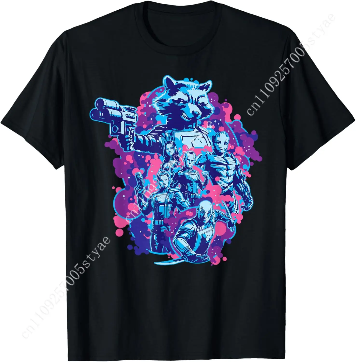 

Marvel Guardians of The Galaxy Volume 3 Rocket & Team Space T-Shirt Cosplay