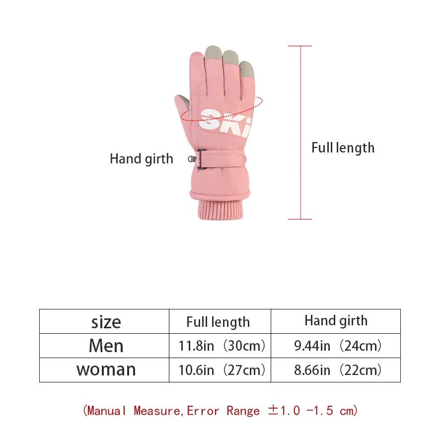 남녀공용 방풍 및 방수 스키 장갑, 따뜻한 두꺼운 장갑, 미끄럼 방지 터치 스크린, 하이킹용 겨울 장갑, 사이클용