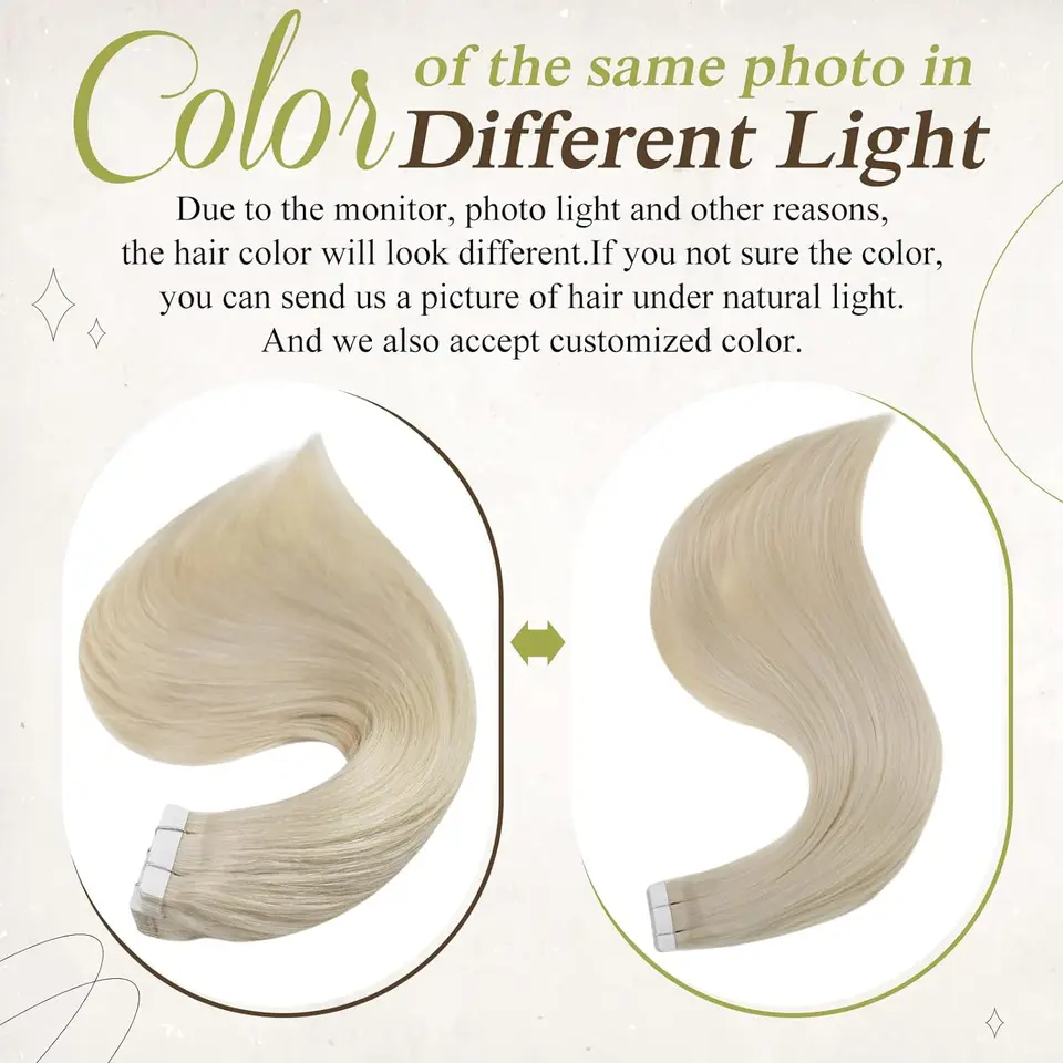 Extensiones de cabello con cinta adhesiva Full Shine, 100% Remy humano lacio, doble cara, rubio, cómodas y sedosas, para mujer 3