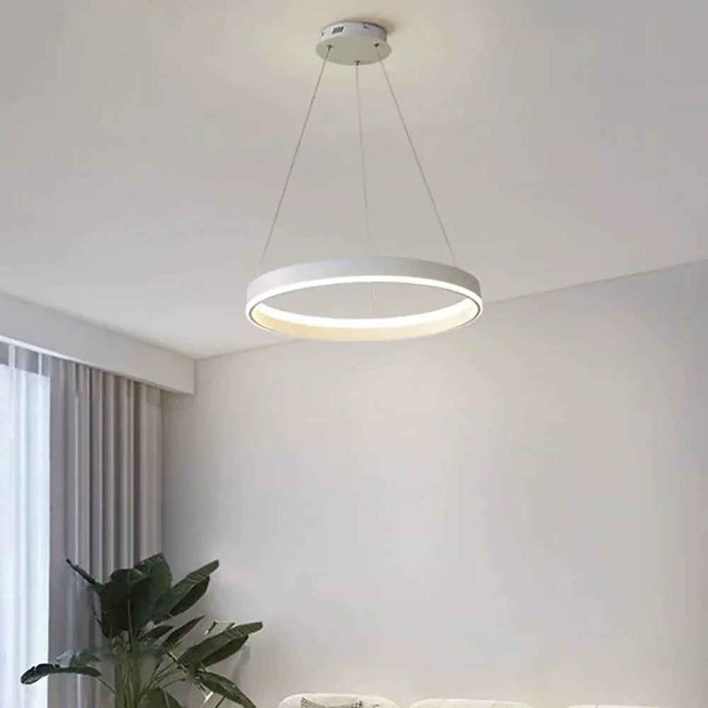 Imagem -04 - Lâmpada Pendente Led Minimalista Nórdica Luz Suspensa para Jantar Sala de Estar Quarto Decoração de Casa Iluminação Interior Redonda 40 cm 50 cm 60cm