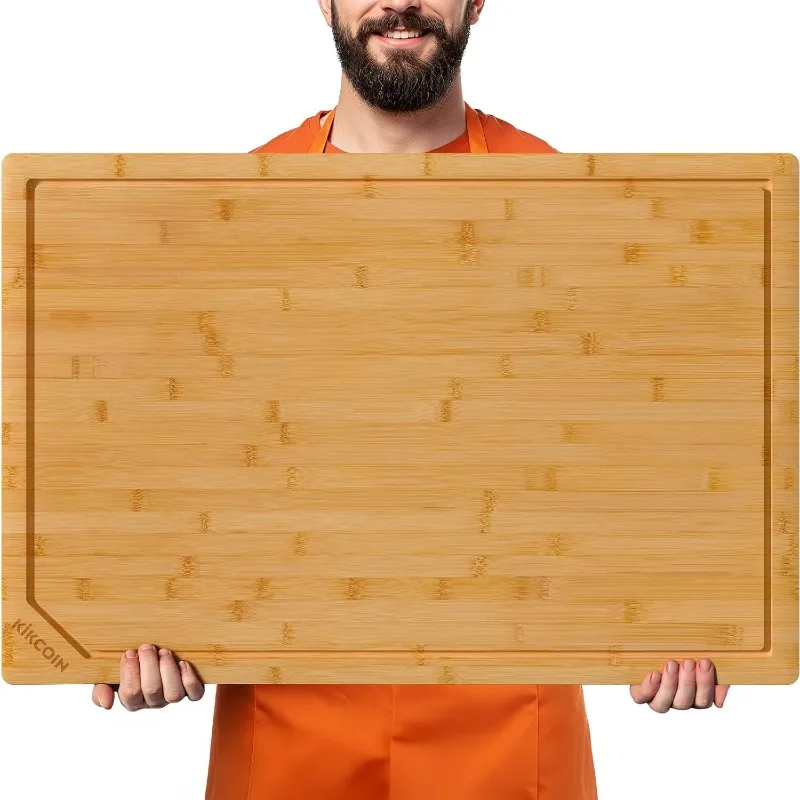

36 Inch Extra Large Bamboo Cutting Boards for Kitchen, Wood Cutting Board with Deep Juice Groove and Handle Heavy Duty Chopping