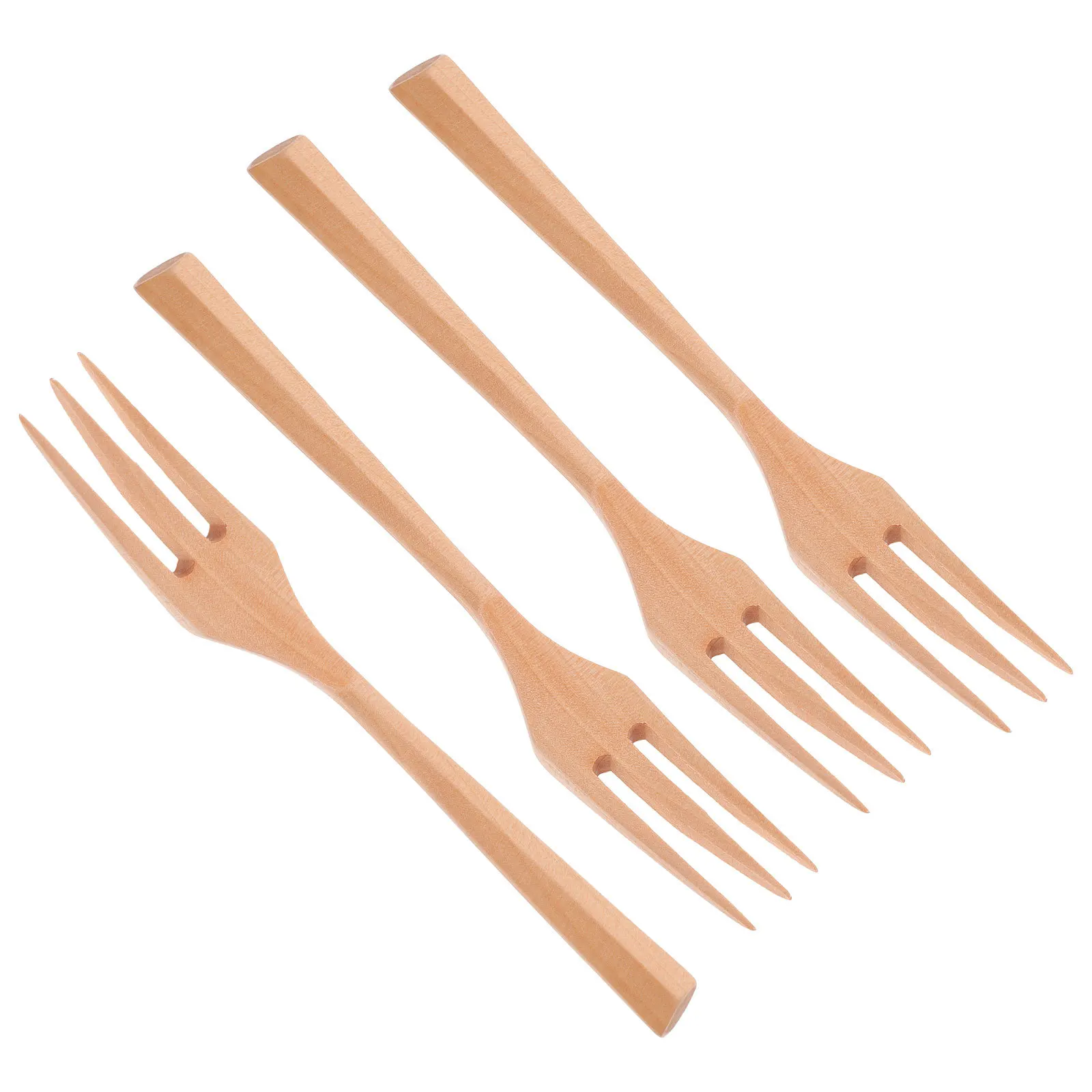 

4Pcs Wooden Salad Servers Elegant Design for Fruits Desserts Noodles Salad Fruit Forks Wooden Forks for Cooking