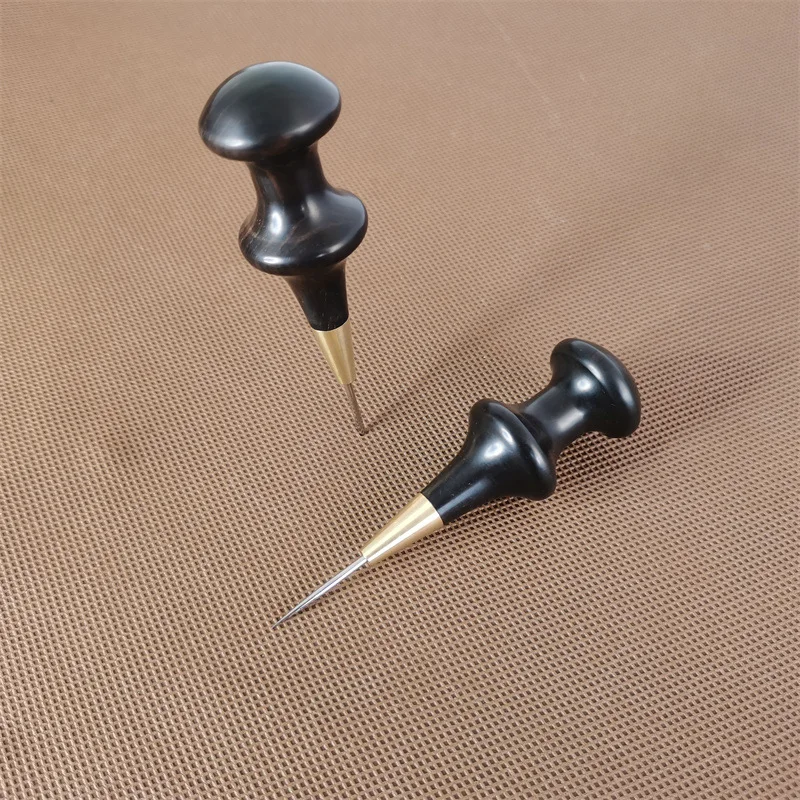 1Pcs Wooden Handle Awl DIY Leather Punch Tool Round Hole Stitching Leather Craft Sewing Awl Handmade Punch Tools