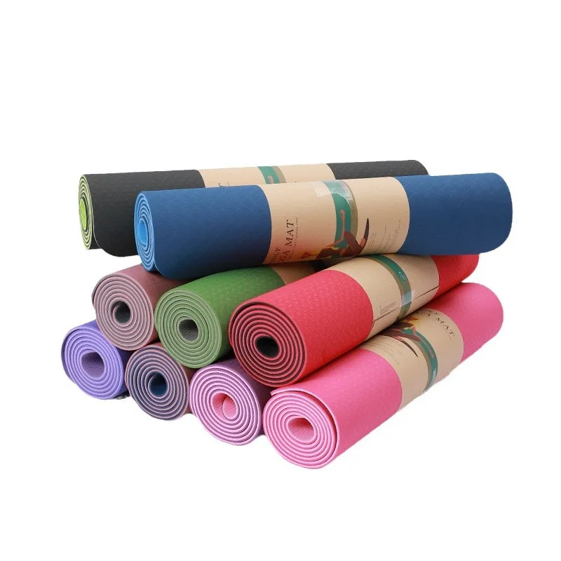 

Home Wear-Resistant Thickened 6mm Double Layer Gym Exercise Mat Non-Slip PU TPE Yoga and Dance Floor Mat with Custom Logo