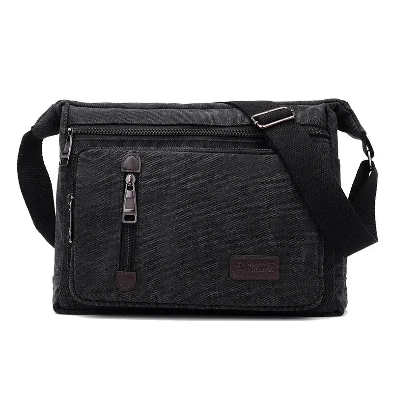 Canvas Shoulder Bag Bottle Men Women Casual Simple Fashion Retro Crossbody Cross Square Multi Layered Shoulder Bag image 5