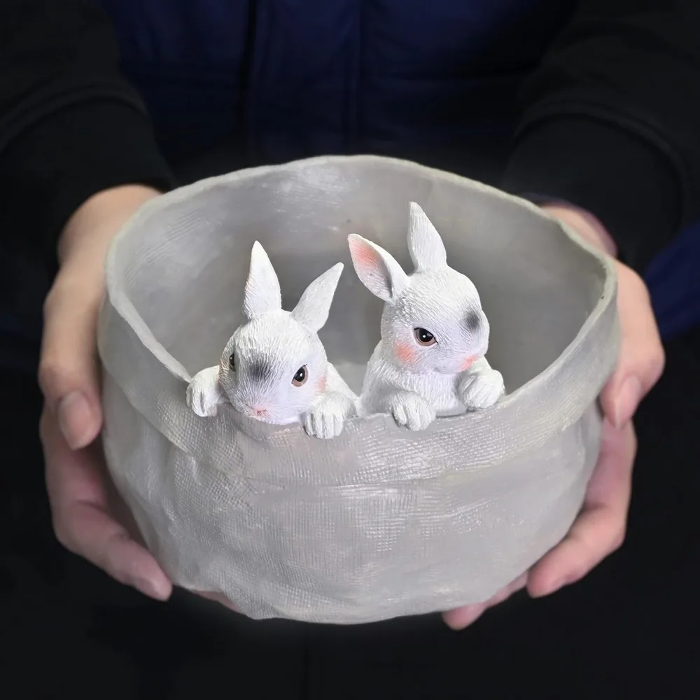 House Studio Decorative Succulent Rabbit Garden Pots Bunny Flower Pots Planter Pots Home Office Desk Decor Easter Gift Planter