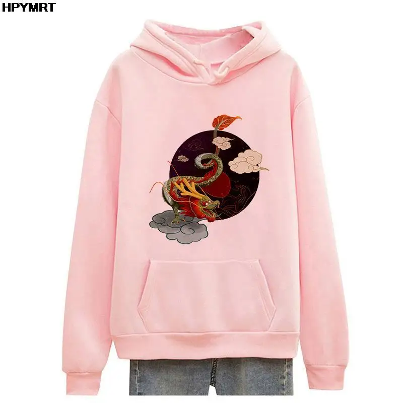 2022 Spring and Autumn Fashion Ladies pocket Hoodie Cartoon Dragon series Printed Women Casual comfortable hipster Tops M-XXXL