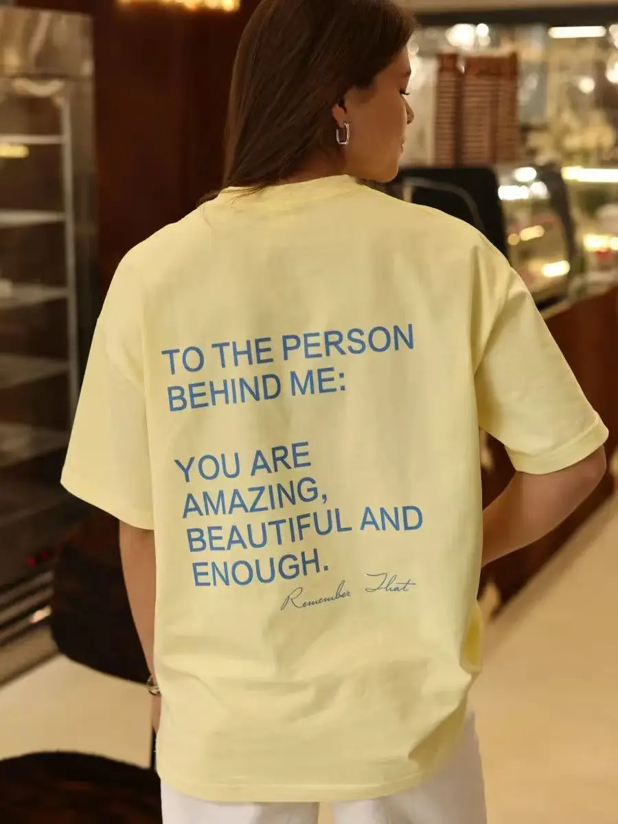 Positive Energy Text Printed Kindness T-shirt Women Korean Casual All-match Short Sleeve Casual Tees Summer 2026 Dropshipping