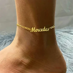 Customized Name Letter Anklet Personalized Cuban Chain Stainless Steel Leg Chain Women Jewelry Luxury Couple Gift Wrist Chain