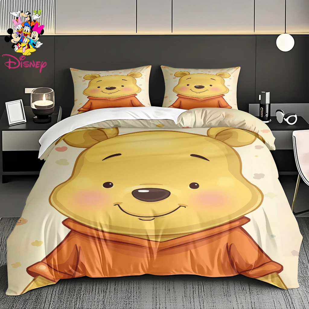 

2/3pcs Disney Winnie the Pooh & Stitch Duvet Cover Set Without Filler Fashionable & Comfortable Full-print pattern