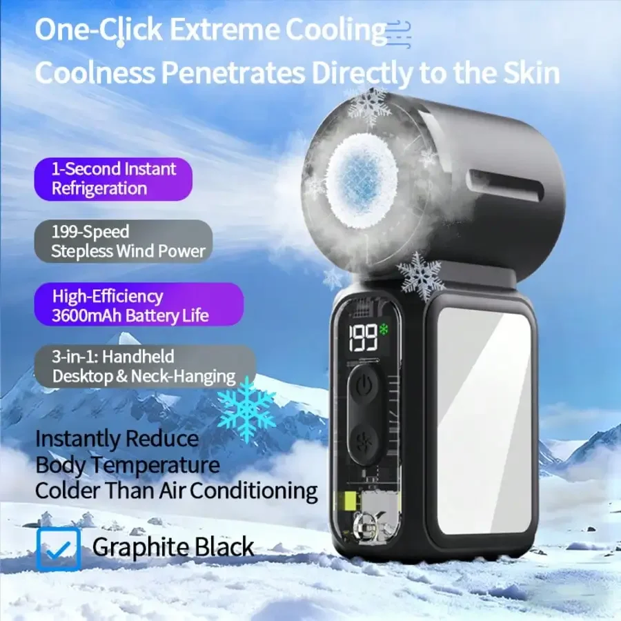 Cooling Portable Handheld Fan With Digital LED Fashion Display, With Flashlight Function, 199-Speed Adjustment Foldable Neck-Mounted Desktop Home Outdoor 3600Mah Long Battery Life, Personal Fan Ideal For Travel, Outdoor Activities, And Camping