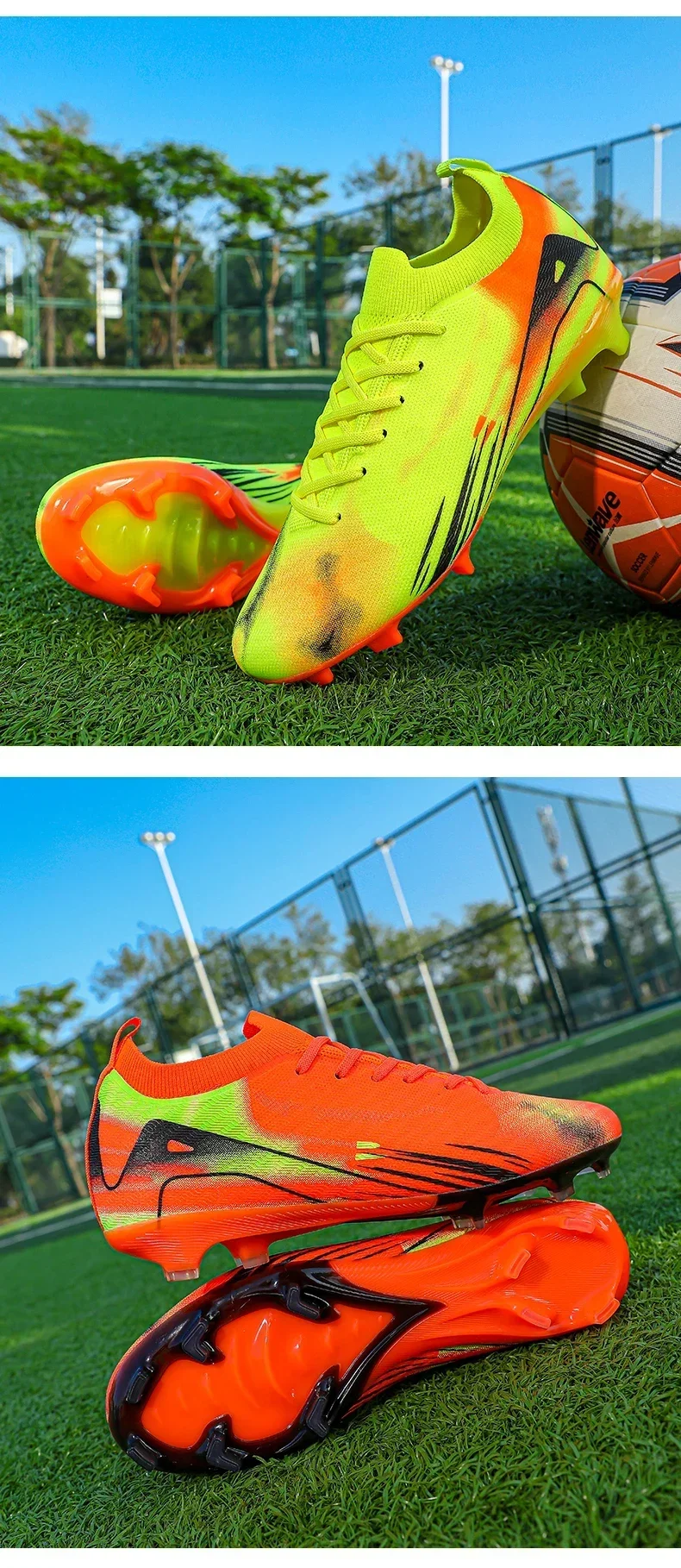 Neue Herren-Fußballschuhe, ultraleichte FG-Schuhe für Training und Spiel, rutschfeste Outdoor-Fußballschuhe mit langen Stollen, Dropshipping – Detail 8