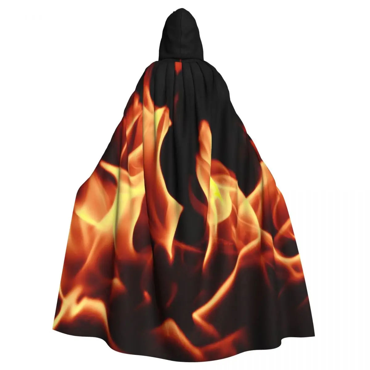 Burning Fire With Sparks Long Hooded Cloak Witch Medieval Costume Cosplay Cape HalloweenCoat Adult Unisex