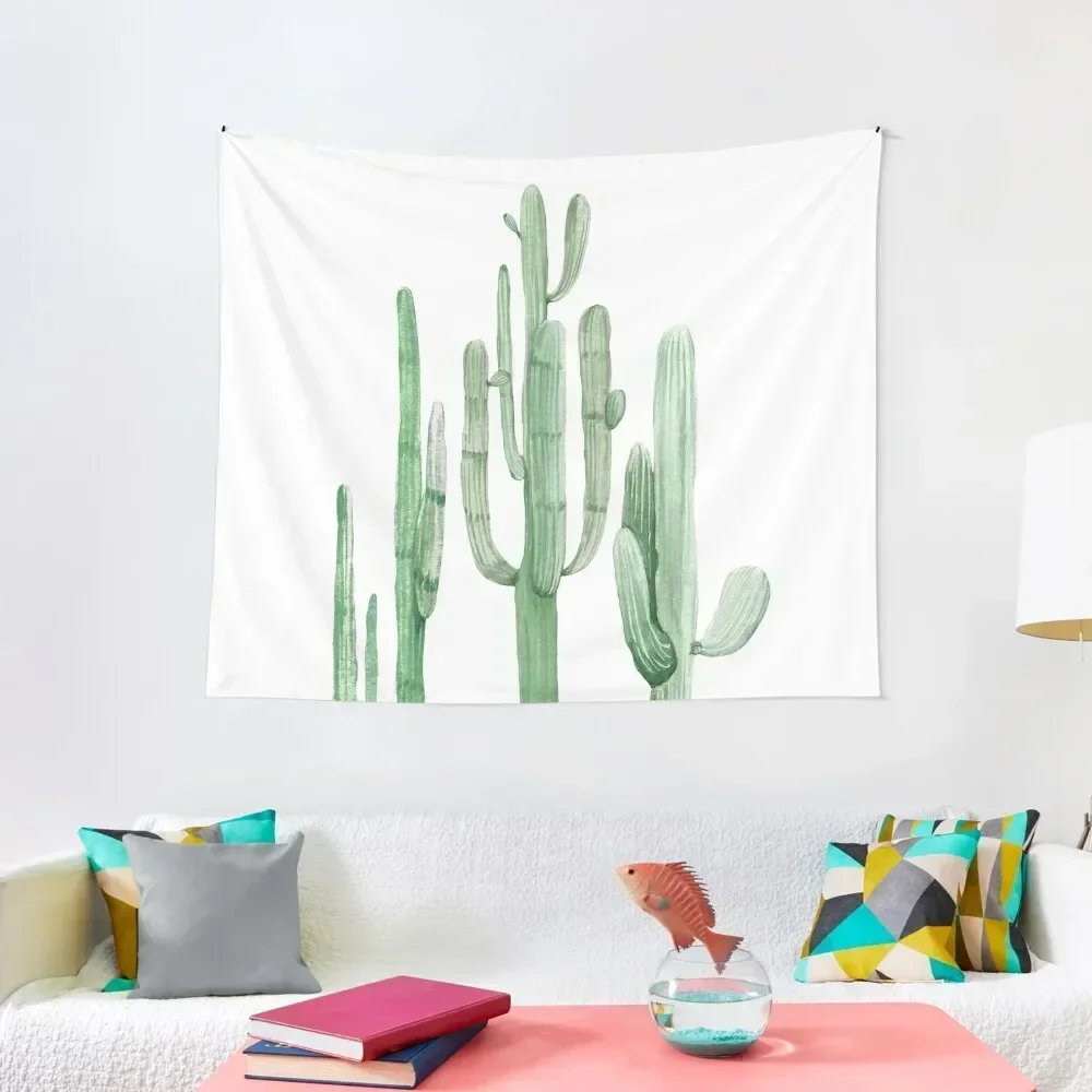 

Pretty Cactus Green and White Desert Cacti Wall Art Three Amigos Tapestry Room Decorations Bedroom Deco Room Decorator Tapestry