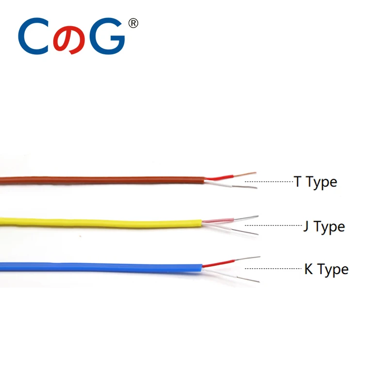 CG K/T/J Type 2*0.3/2*0.5mm 2 core PTFE Insulator Shielded Thermocouple Wire High Temperature Measuring Line Compensation Cable