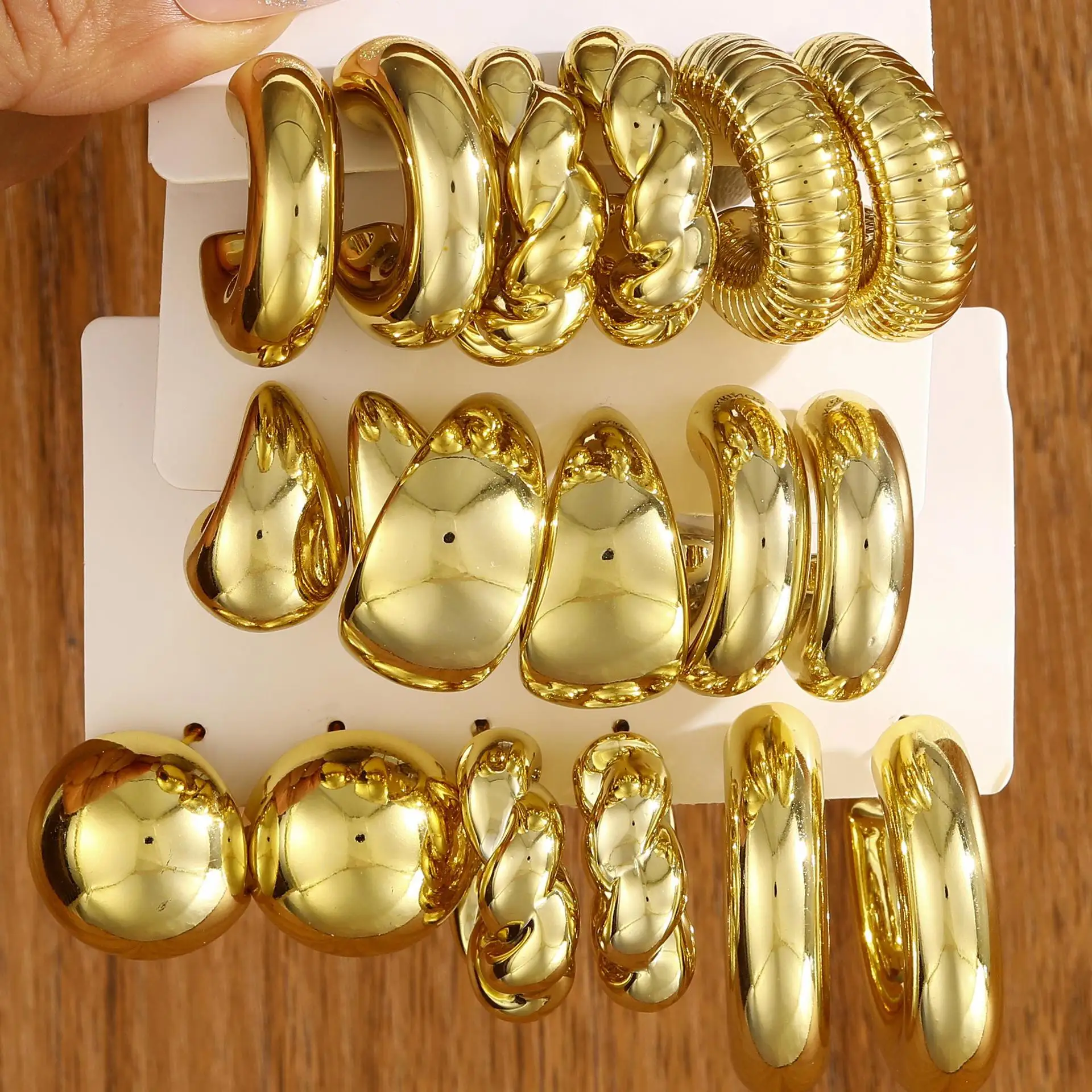 Edelstahl 6 Teile/satz Chunky Creolen für Frauen Mädchen Minimalistischen Metall Kreis Punk Ohr Schleife Unisex Mode Schmuck Geschenke