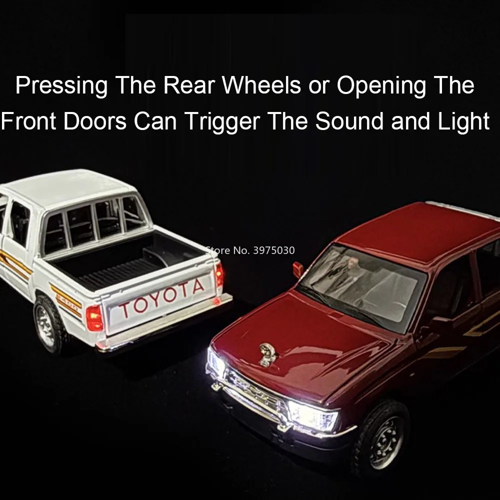 1:32スケール トヨタ ハイラックス 合金製ミニカー 6ドア開閉 オフロード プルバック式 子供向け 装飾 ギフト