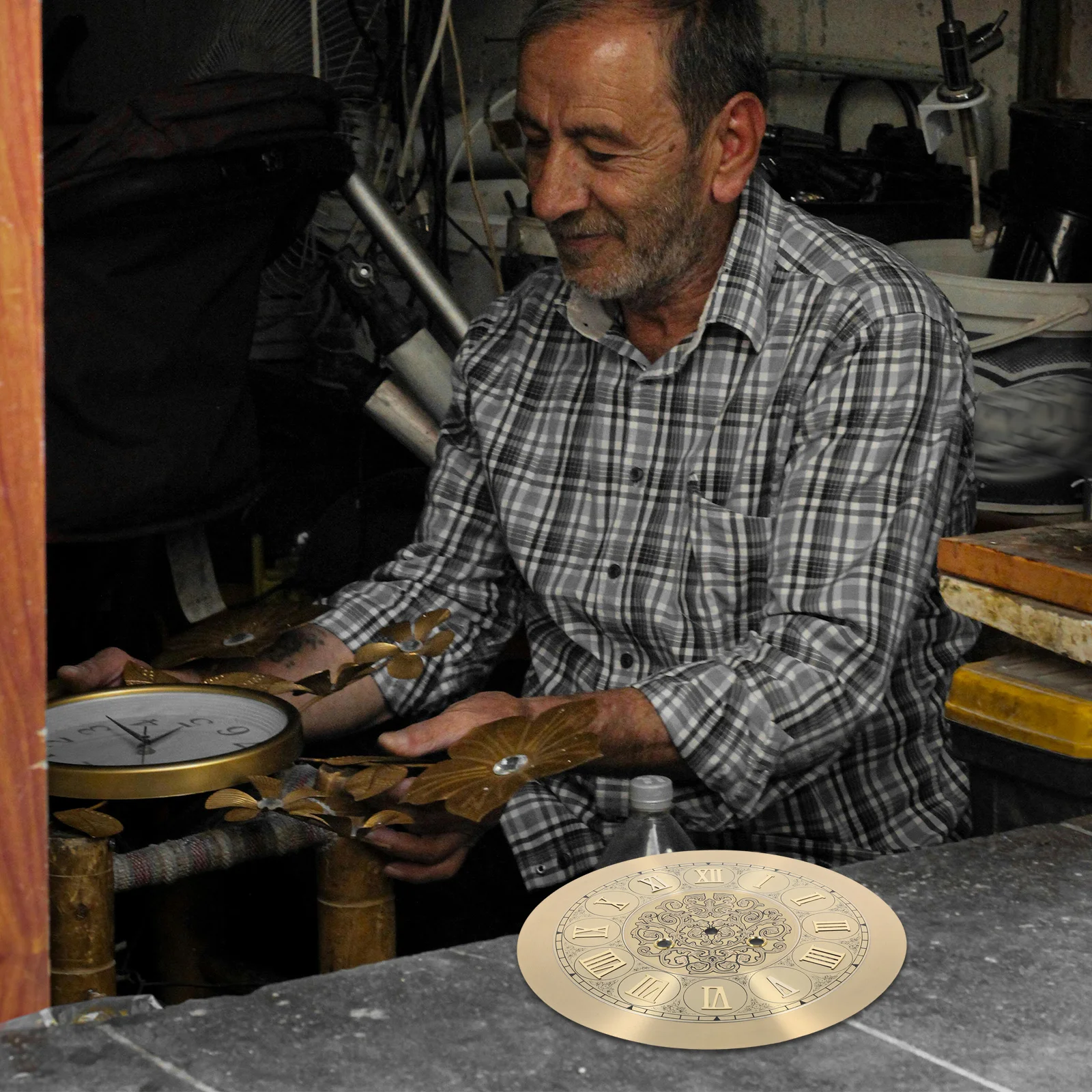 

1pc Retro Quartz Metal Round Diy Clock Repair Kit Face Kit For Home Office Decor Vintage Wall Clock Replacement Parts