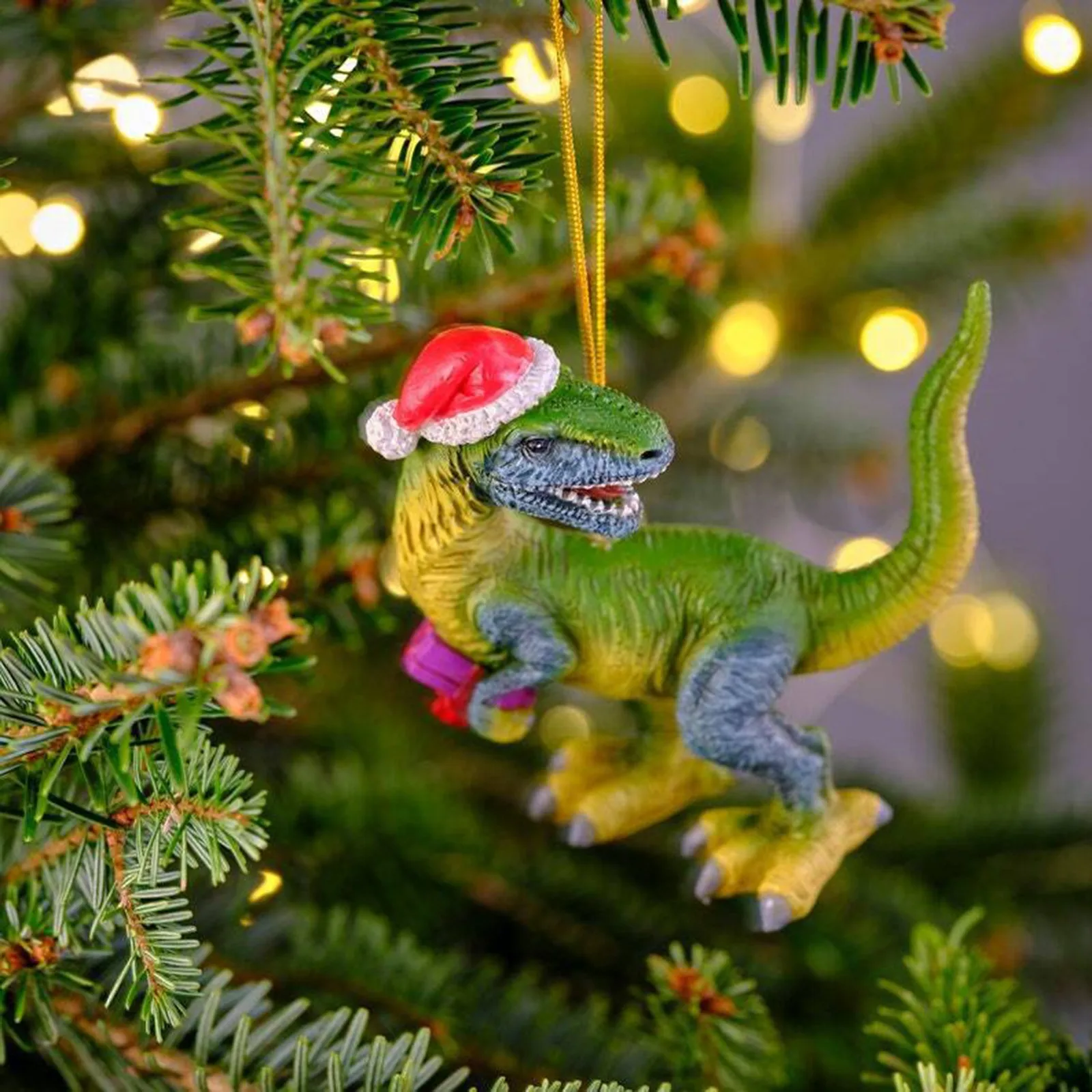 Christmas Dinosaur Pendantd Christmas Tree Ornaments Cartoon Animal Xmas Hat Acrylic 2023 New Year Natale Home Decor Funny Toys