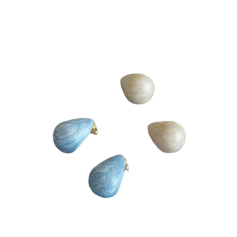 Pear Shaped Earring Minimalism Style Handmade Enamel Glazed Gold Plated Brass 925 Silver Needle Stud Earrings