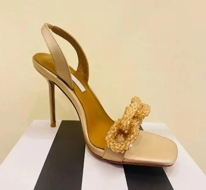 

Patent Leather Shiny Crystal Sling Back Strap Stiletto High Heel Sandals Mules Evening Women's Shoes Pumps Wedding Prom Shoes