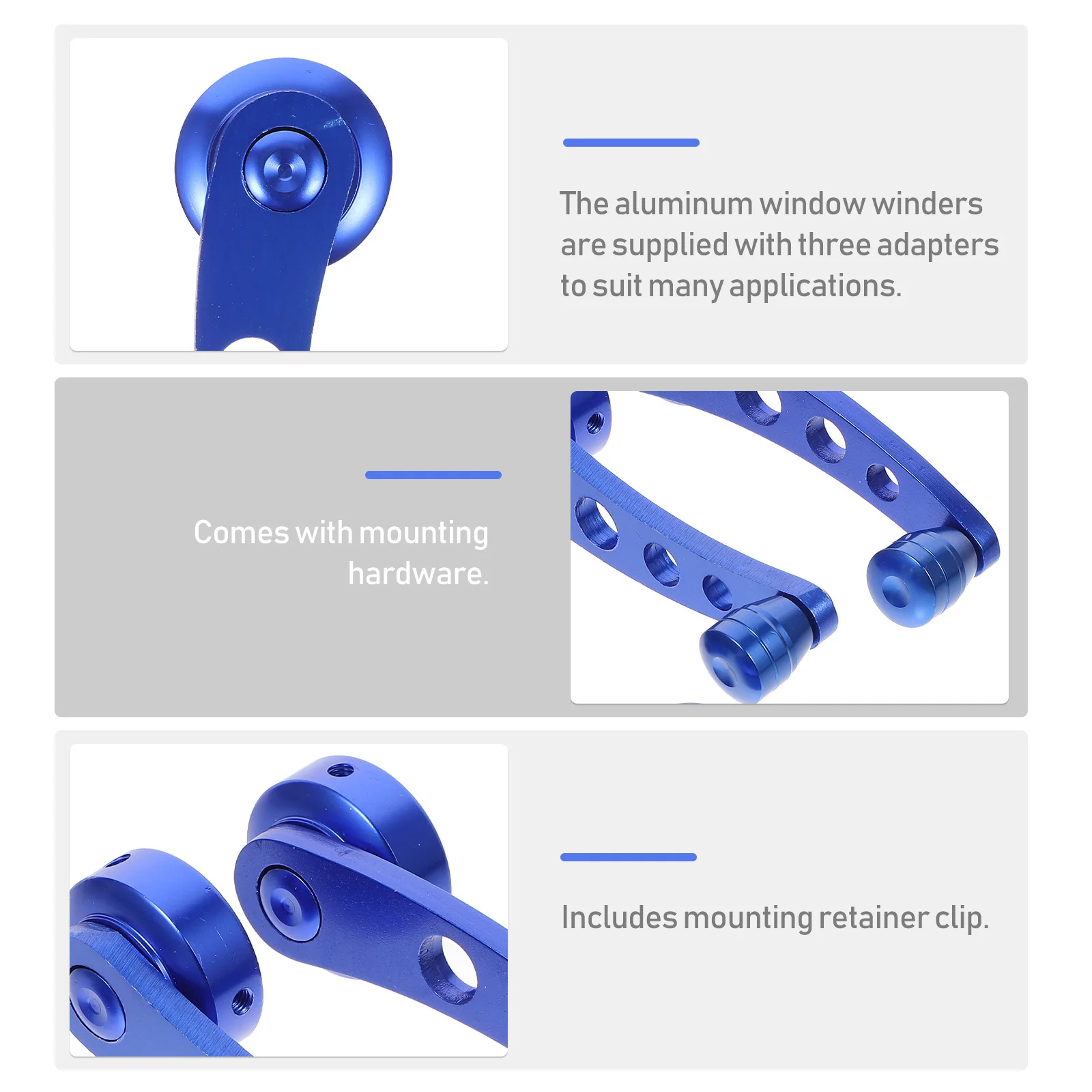 

1 set Car Window Crank Handle Aluminum Universal Door Winder Rocker For Manual Window Left Right Blue Includes Mounting Hardware