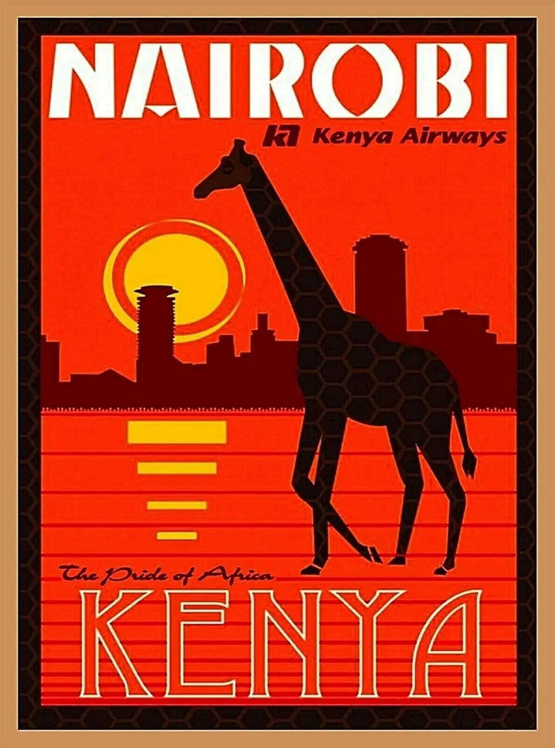 Wall Art Metal Sign 8X12 Inch Nairobi Kenya Airways Africa Vintage Travel Wall Advertisement Print Metal Tin Sign House Decor Gi