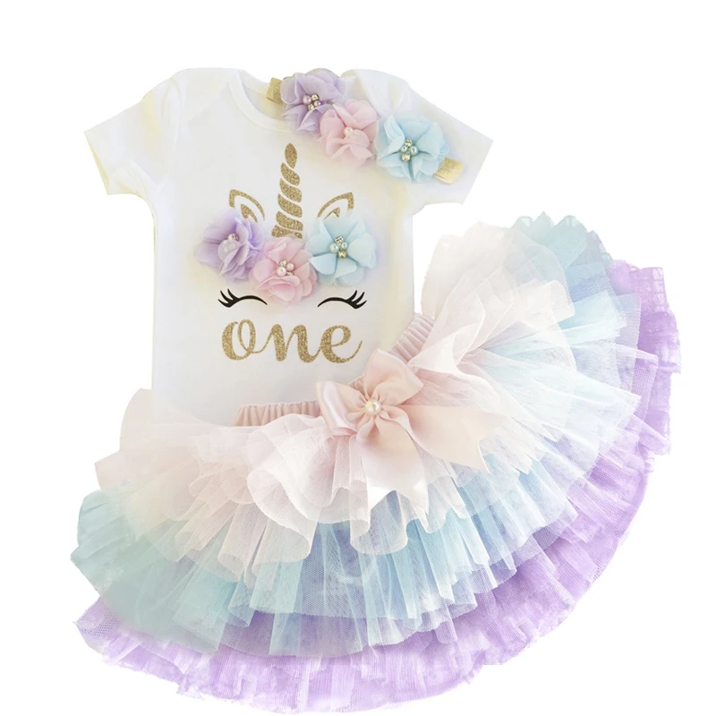 1 Year Baby Girl Clothes Birthday Party Tutu Skirt Headband Set Newborn Baby Girls Birthday Outfits Toddler Infant Girls Costume