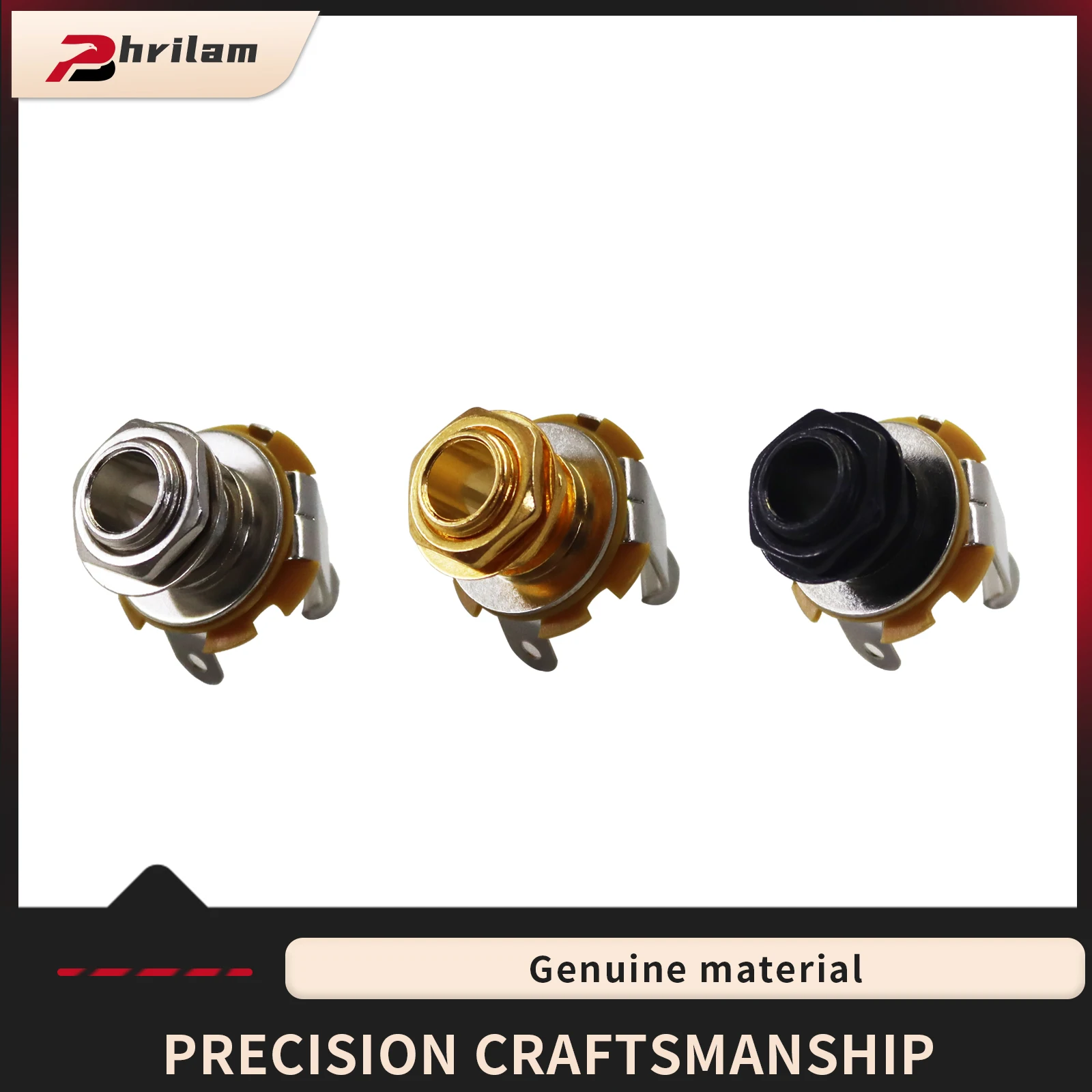Soquete mono jack para guitarra, 1/4 ", 6.35mm, substituição para guitarra elétrica estilo st/tl/lp/sg/baixo, dourado/cromado/preto