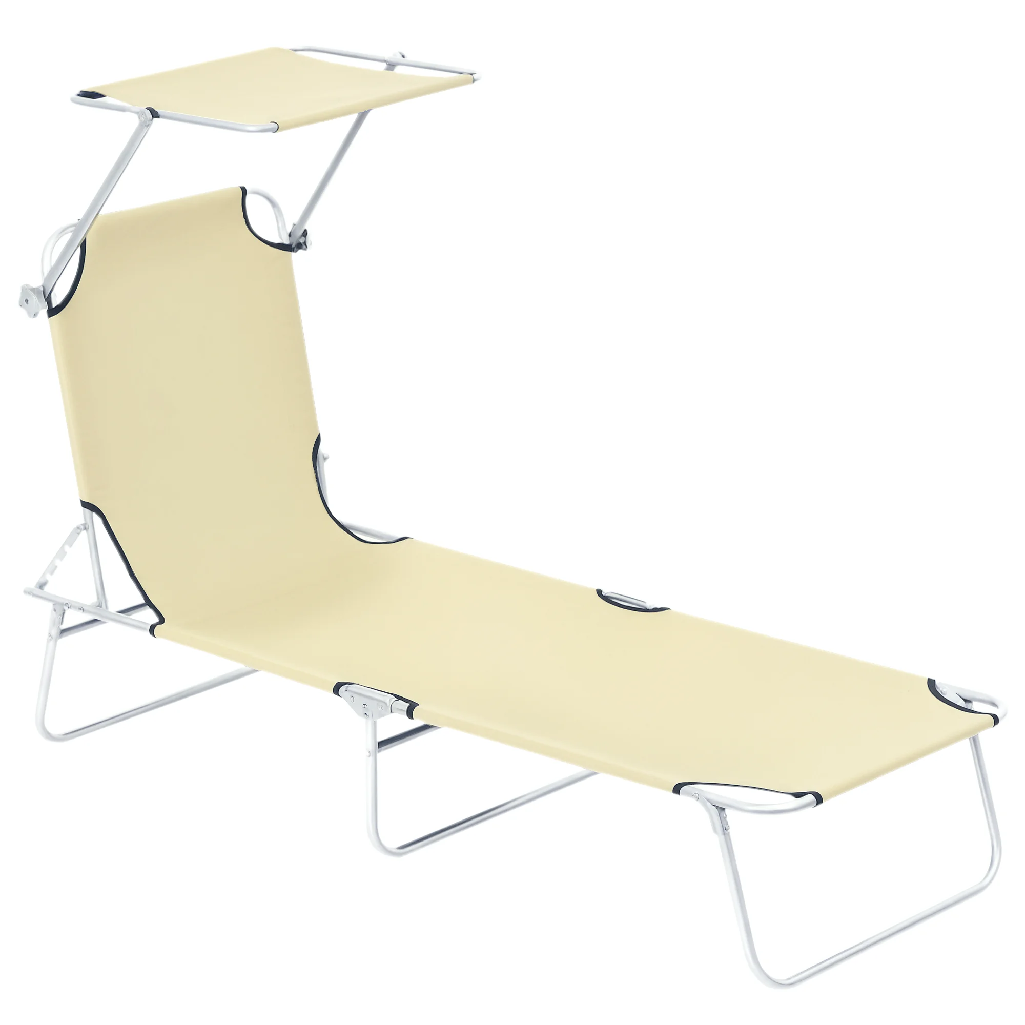 Outsunny-Tumbona de jardín Plegable con Toldo Desmontable, 187X58x36cm