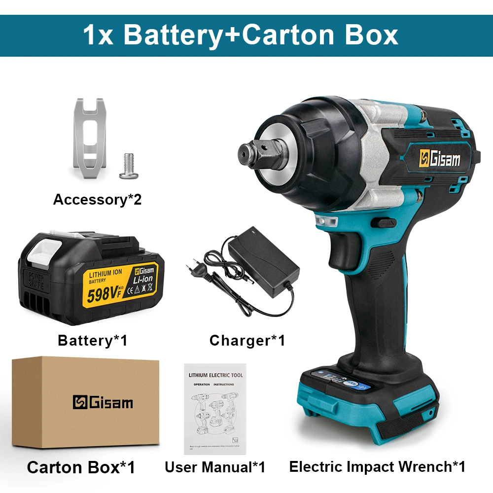 1800N.M Koppel Borstelloze Elektrische Slagmoersleutel 1/2 inch Lithium-Ion Batterij Accusleutel Gereedschap Voor Makita 18V Batterij pinnen