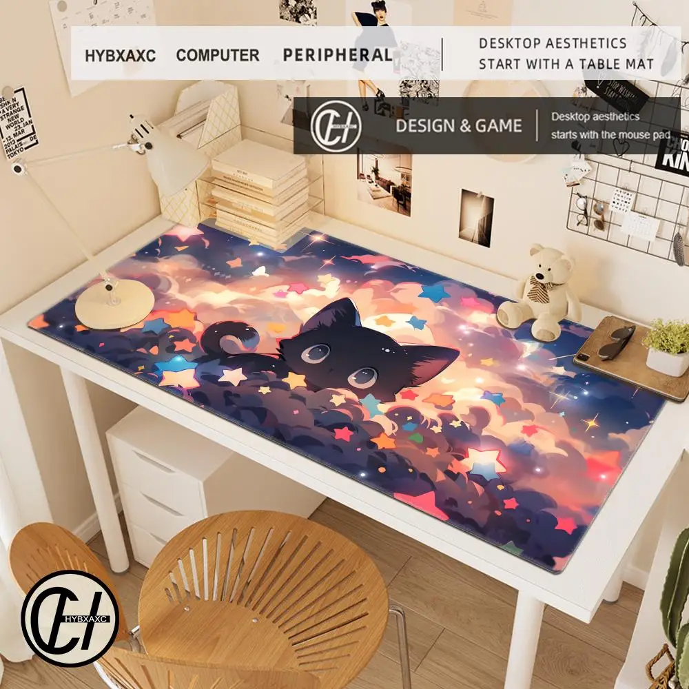 Colorful Kawaii Cat Large Mouse Pad Locking Edge Mousepad Office Accessories for Desk Mat Game Keyboard Pads 900x400mm